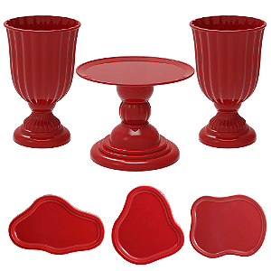Kit Dubai Orgânico Vermelho Para Mesas Festas Peças Variadas