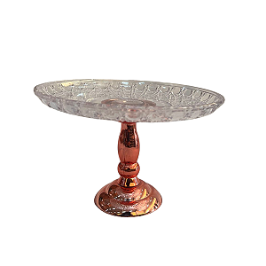 Boleira de Luxo Lapidada Plástico Pés Rose Gold