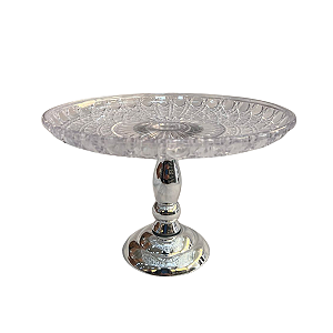 Boleira de Luxo Lapidada Plástico Pés Prata