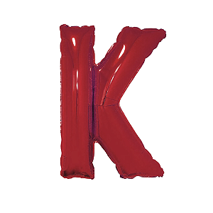 Letra K 16" 41cm Vermelha Metalizado C/Vareta Não Flutua
