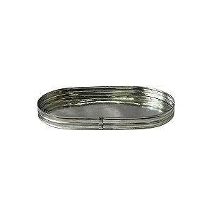 Bandeja Metal Galvanizado Oval Decoração Enfeite Festa