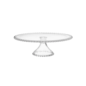 Prato Bolinha Grande Com Pé Cristal Decorativa 31x11