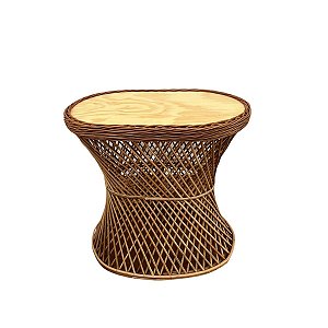 Mesa de vime cinturinha oval media sem verniz