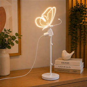 Borboleta led bivolt 40cm movimento com pedestal chão