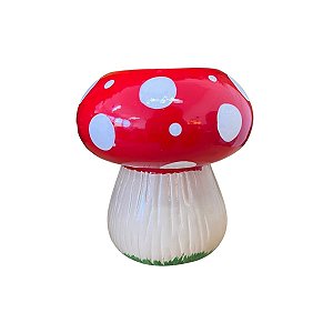 CACHEPOT CERAMICA COGUMELO VERMELHO GRAMA VERDE