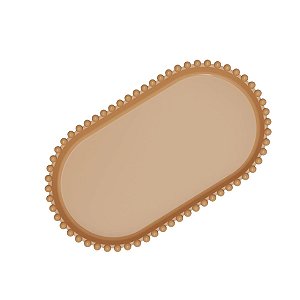 Bandeja Oval Bolinha Plástico Caramelo Decoração