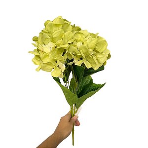 Buque Hortencia Verde Flor Artificial Para Decoração