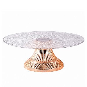 Boleira Lapidada Pé Rose Gold Plástico 30CM Decoração