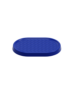 Bandeja Plástica Oval Tela Indiana Azul Turquesa Decorar Festa