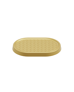 Bandeja Plástica Oval Tela Indiana Dourado Decorar Festa