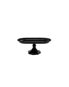 Boleira Pérola Oval Plástico Preto Decoração