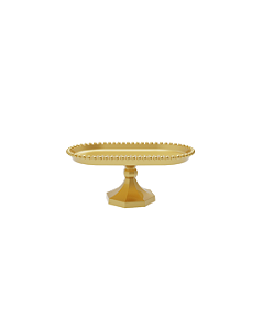 Boleira Pérola Oval Plástico Dourado Decoração