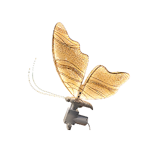 Borboleta led bivolt Dourado movimento com pedestal chão