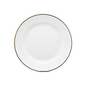 Prato Sobremesa Porcelana Borda Dourada Bonechina