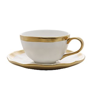 Xicara De Café Dubai Branco Borda Dourada 90ml