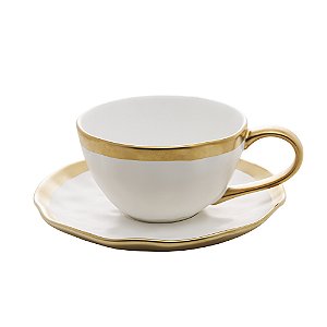 Xicara De Chá Dubai Borda Dourada 200ml