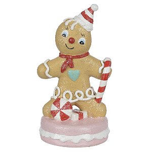 Resina Cookie Gingerbread Bege Rosa 12,5cm
