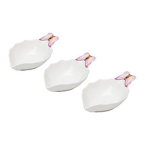 Conjunto 3 Bowls De Porcelana Borboletas 12,5cm