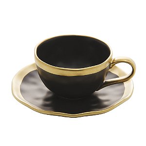 Xicara De Café Preto E Dourado Dubai 90ml
