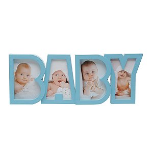 Porta Retrato De Baby Azul Para 4 Fotos 10X15