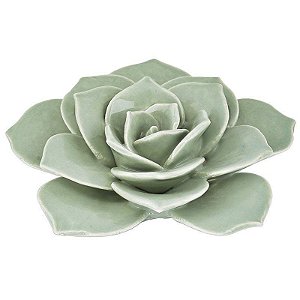 Flor Verde Em Cerâmica 10Cm