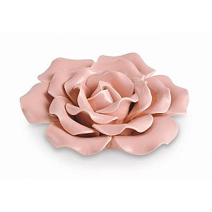 Flor Rosa Em Cerâmica 14Cm