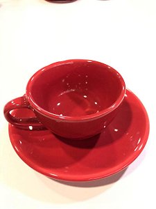 Xícara de chá com pires Vermelha 150ml