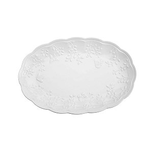 Travessa De Porcelana New Bone Butterfly Flower 36,5X24Cm
