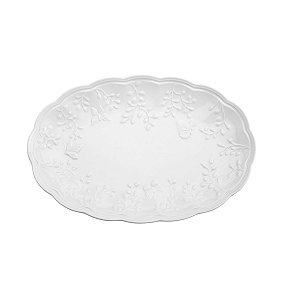 Travessa De Porcelana New Bone Butterfly Flower 31,5X21Cm