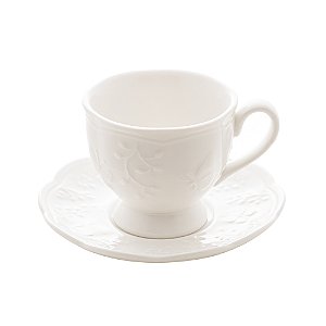 Xícara de Café com Pires Butterfly flores 100ml