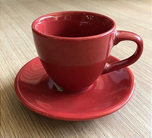 Xicara de Café com Pires Vermelho 80ml