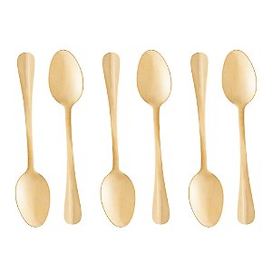 Conjunto 6 Colheres De Sobremesa Positano Dourado 12Cm