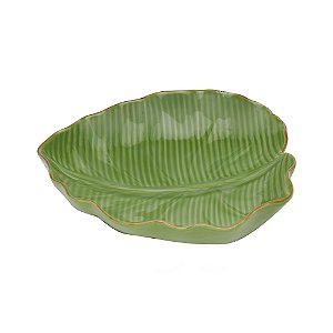 Tigela Folha De Cerâmica Banana Leaf Verde 23,5X22X6,5Cm