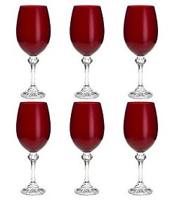 Conjunto 6 Taças Cristal Para Vinho E Água Elisa Rubi 450ml
