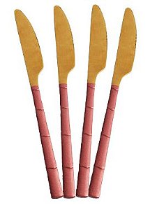 Conjunto 4 Facas De Refeição Bambu Rosa Bicolor