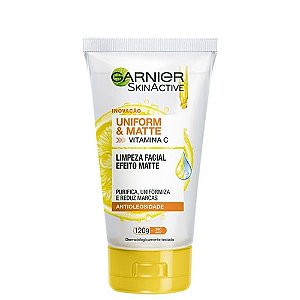 SABONETE LÍQUIDO FACIAL GARNIER SKINACTIVE UNIFORM&MATTE VITAMINA C ANTIOLEOSIDADE COM 120G