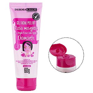 GEL FACIAL PEEL OFF ROSA MOSQUETA E ARGILA ROSA COM EFEITO DIAMANTE - DERMACHEM