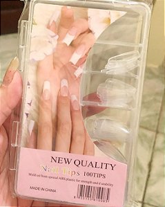 Kit 100 Unhas Postiça Bailarina para Alongamento Natural Transparente - Postiça bailarina