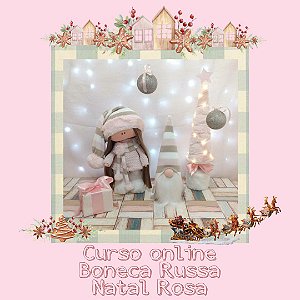Curso Online - Natal Rosa com Gnomo e Árvore