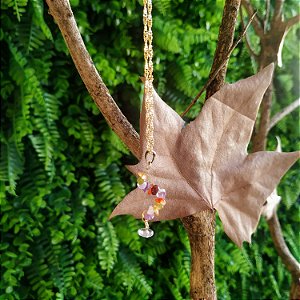 Colar Espiral Pedras Mistas - Folheado a Ouro