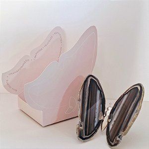 Borboleta Ágata Marrom e Preta - Prata - Coleção Asas