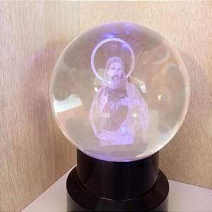 Bola de Cristal Sagrado Coração de Jesus - Led