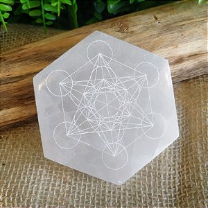 Placa de Selenita Redonda Cubo Metatron