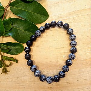 Pulseira Obsidiana Flocada - Contas 8mm