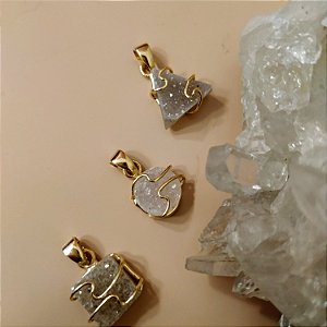 Pingente Geodo Ágata - Folheado a Ouro