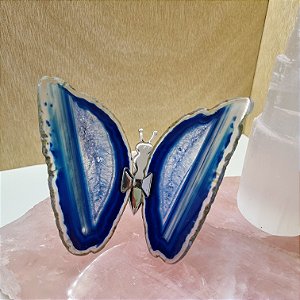 Borboleta Ágata Azul - Prata - Coleção Asas