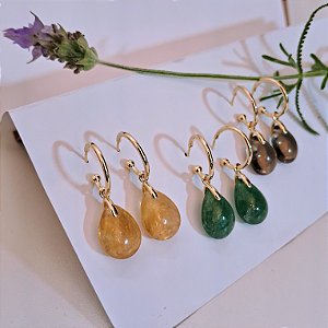 Brinco Mini Argola Gota - Folheado a Ouro