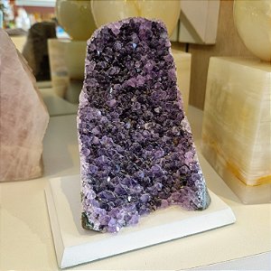 Drusa de Ametista -Base Madeira Branco