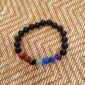 Pulseira 8mm Chakras Turmalina Negra