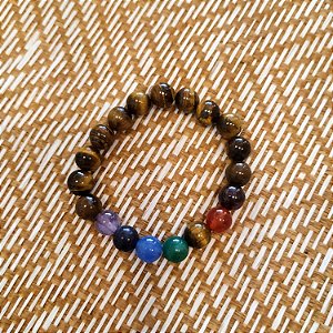 Pulseira 8mm Chakras Olho de Tigre